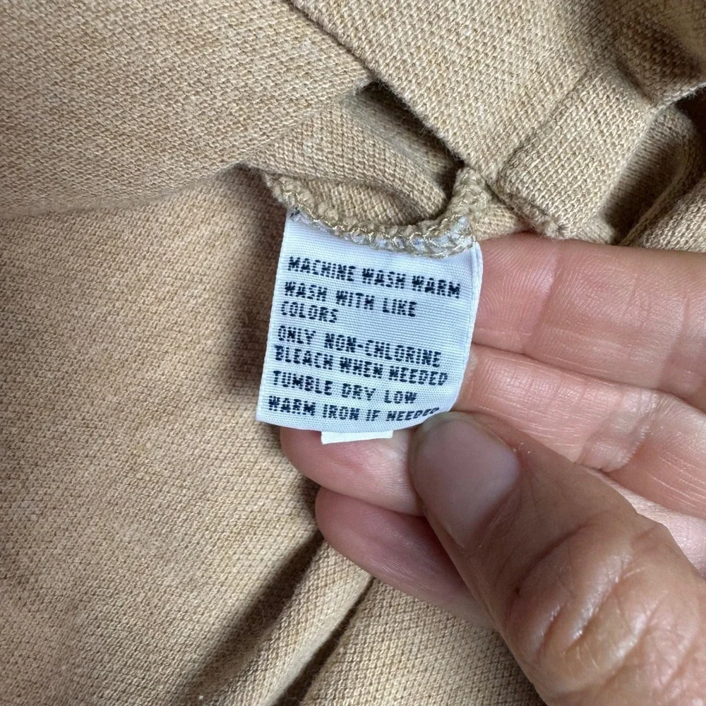 Polo Ralph Lauren Mens Long Sleeve Pique Polo Shirt Tan Beige Size Large